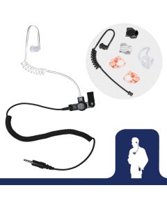 Radio Earpiece, 3.5mm Fox Threaded Listen Only EP1013XC by Earphone Connection, Coiled Acoustic Tube Privacy Headset, Compatible with Shoulder Speaker Microphones, Includes Exclusive Accessory Pack