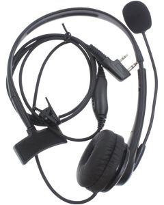 TENQ Professional Advanced 2 Pin Overhead Earpiece Headset Boom Mic Microphone Noise Cancelling for Kenwood Baofeng Puxing Wouxun Two Way Radio Walkie Talkie 2pin