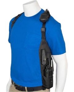 USH-300L Universal Left Side Radio Shoulder Holster Chest Harness with an Adjustable Radio Pouch fits all Motorola ICOM Vertex Two Way Radios from 4-3/4' up to 9" tall. Made in The USA by Holsterguy.