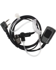 TENQ Covert Acoustic Tube Bodyguard FBI Earpiece Headset with PTT Mic for 2 Pin Kenwood Nexedge Hytera Puxing Wouxun Radio