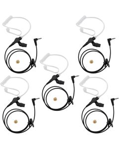 abcGoodefg 3.5mm Receiver/Listen Only Earpiece Headsets, Surveillance Earphones with Acoustic Tube for 2 Way Radio Transceivers and Speaker Mic 5 Pack