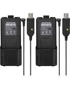 BaoFeng 2 Pack UV-5R BF-F8HP Extended Battery BL-5L 3800 mAh with USB Charging Cable for UV-5R, BF-F8HP, UV-5X3 Radios