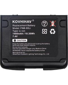Replacement FNB-80Li Battery for Vertex VX-5R VX-6R VX-7R FNB-58Li, Standard Horizon HX460 HX470, Li-ion 7.4V 1400mAh